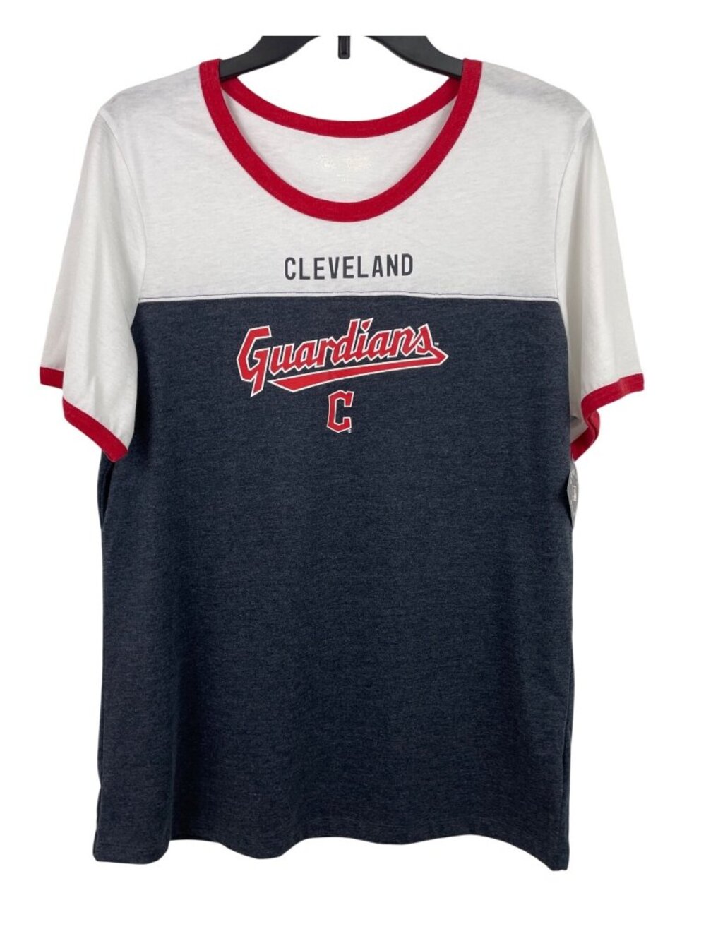 MLB Cleveland Guardians Womens Size XL Colorblock T-Shirt Red/White/Navy
